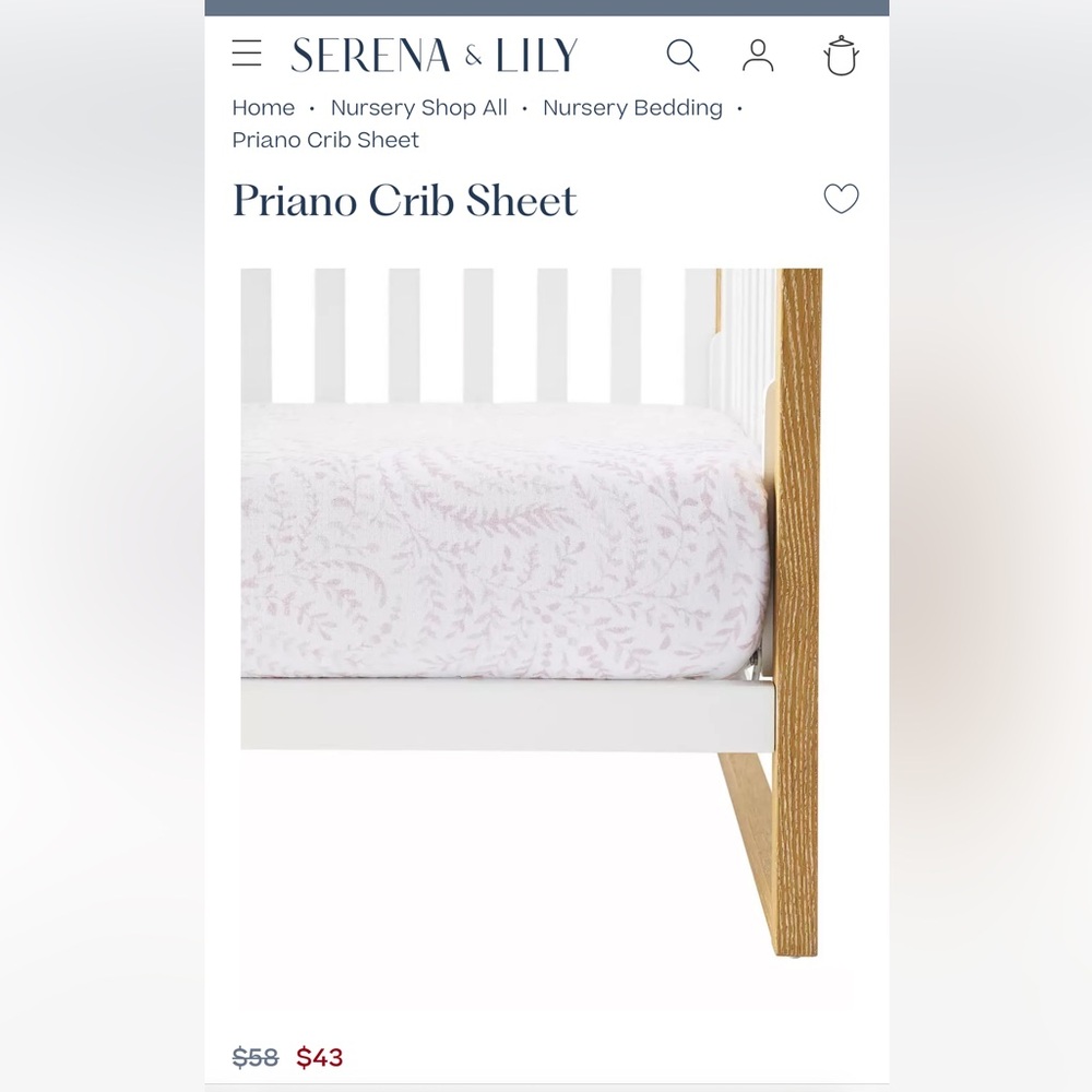 Serena & Lily Blush Leaf Crib Sheet